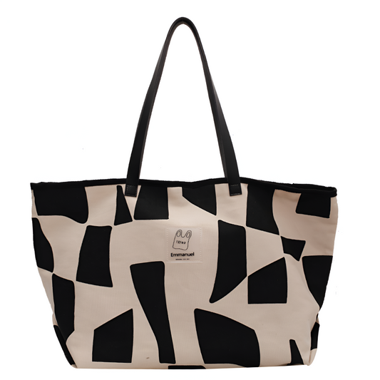 Bolso de Hombro Lona Bold Print Bicolor
